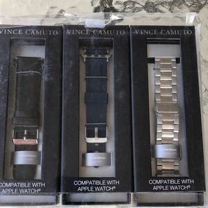 Vince Camuto Black, Navy, and Silver Watch Bands Set